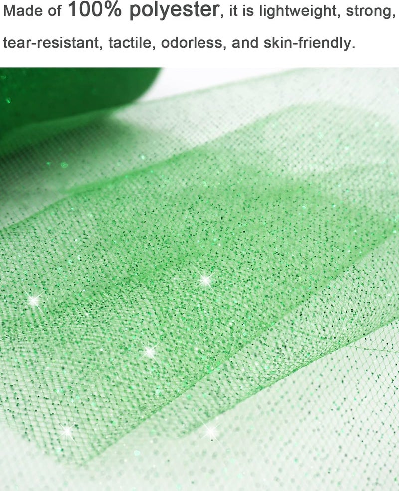 Ableme Deco Glitter Tulle Fabric Rolls, 6 Inch 50 Yards (150ft) Sparkling Spool Ribbon Sequin Netting for Tutu Skirt Gift Wrapping Wedding Party Decoration (Emerald Green) - Image 5